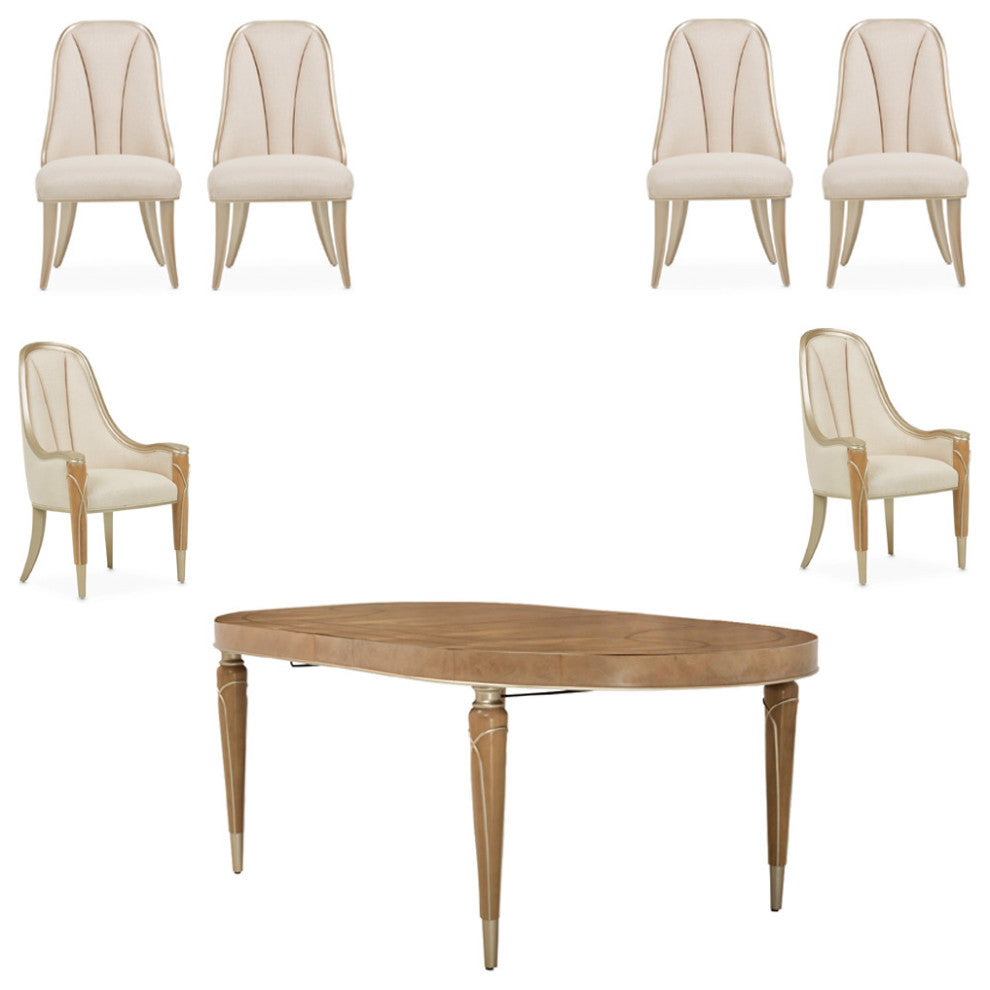 AICO Furniture Villa Cherie Caramel 7 Piece Dining Set