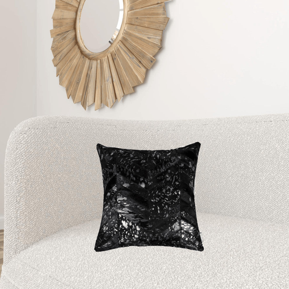 18" X 18" X 5" Black And Silver  Pillow