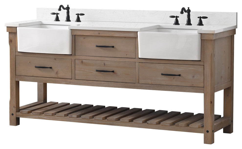 Wesley 72" Bathroom Vanity, Weathered Natural