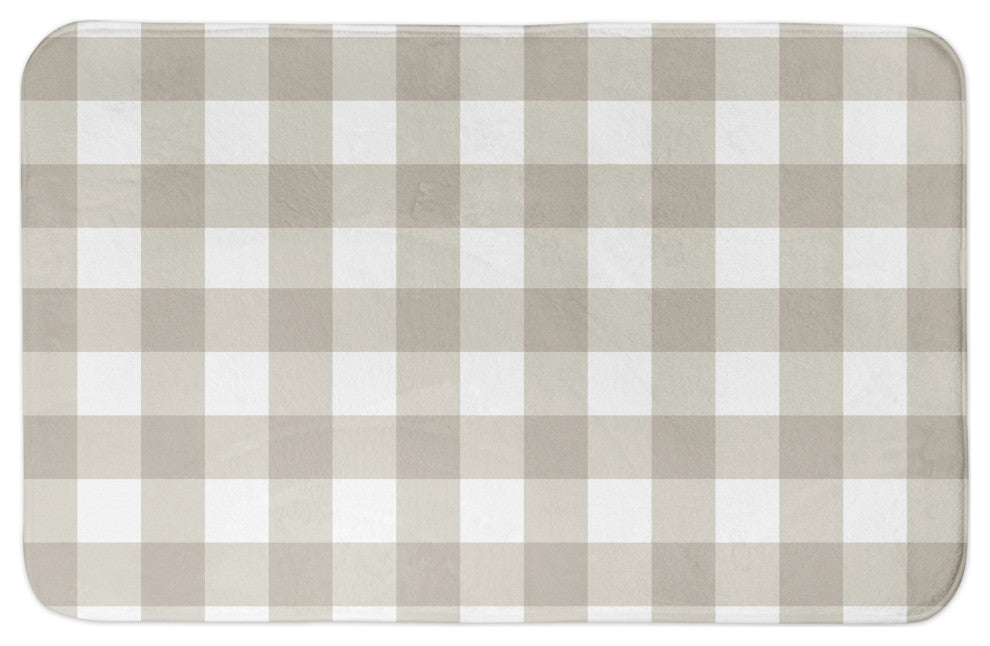 Tan Buffalo Check Plaid 34x21 Bath Mat