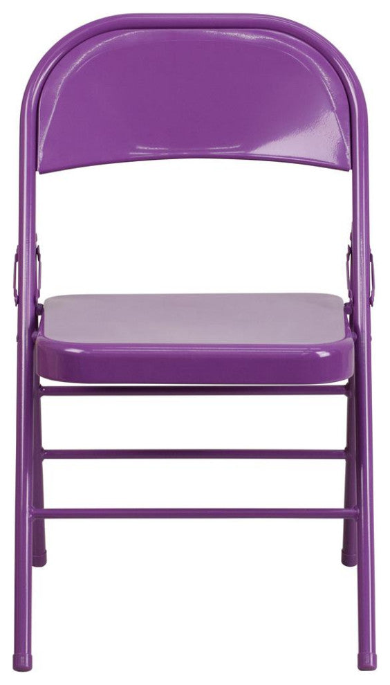 Triple Braced-Double Hinged Metal Folding Chair, Impulsive Purple