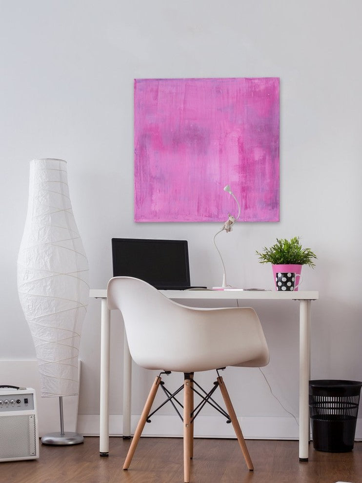 "Pink Obsession" Painting Print on Wrapped Canvas, 48"x48"