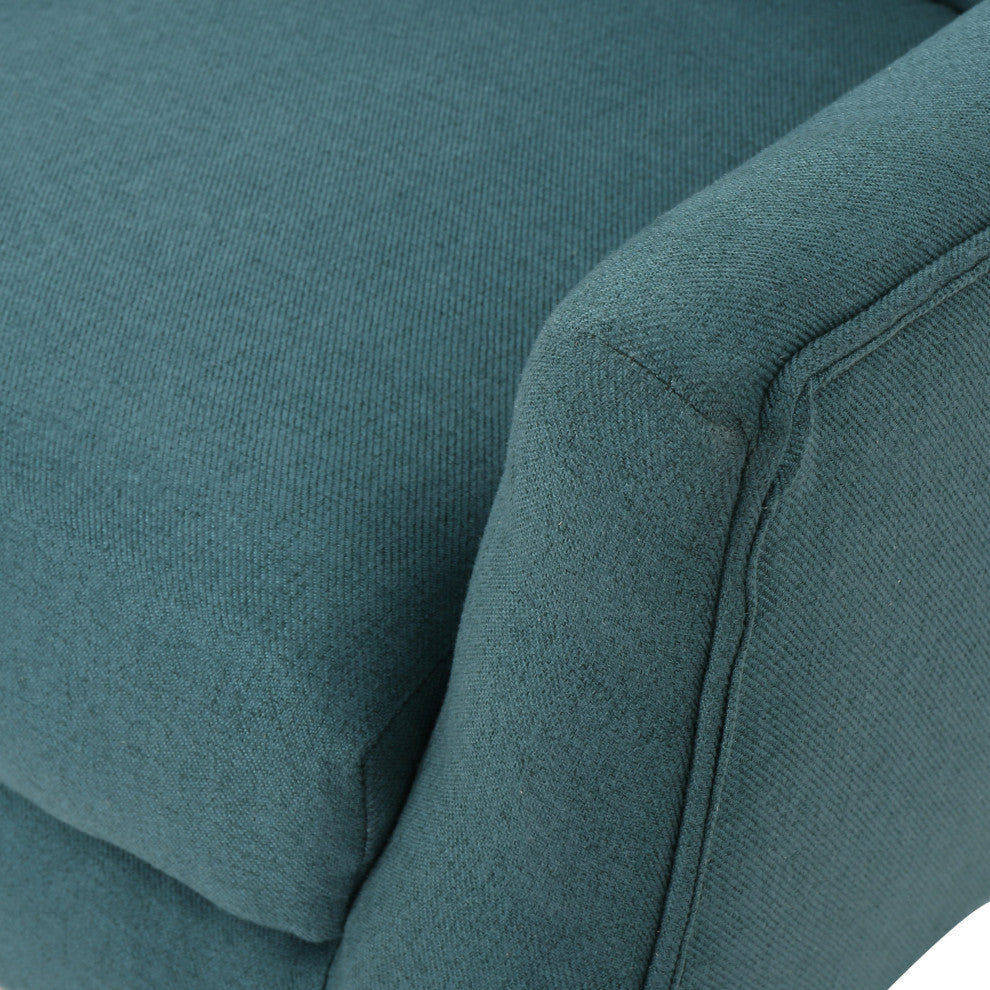 GDF Studio Temescal Mid Century Modern Dark Teal Fabric Club Chair, Dark Teal