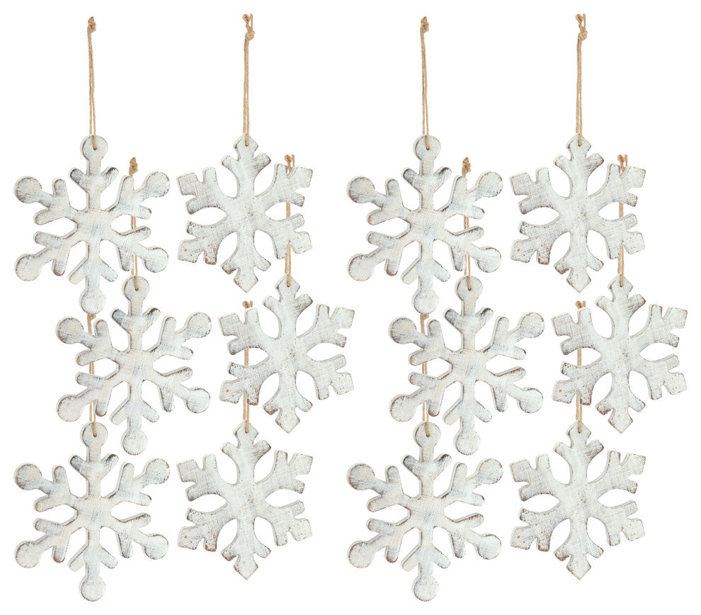 Wood Snowflake Ornament, 12-Piece Set
