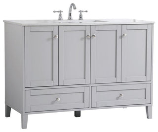 Elegant Decor Sommerville 48" Single Quartz Top Bathroom Vanity in Gray