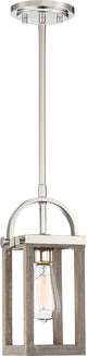 Nuvo Bliss 1-Light Driftwood Polished Nickel Accents Mini Pendant Light