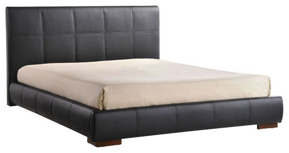 HomeRoots King Black Faux Leather Quilted Platform Bed