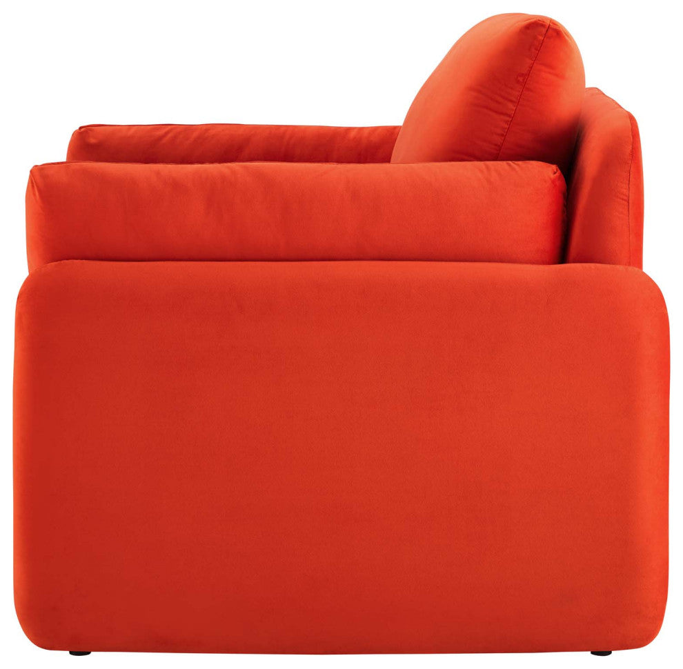 Armchair Accent Chair, Velvet, Orange, Modern, Living Lounge Hotel Hospitality