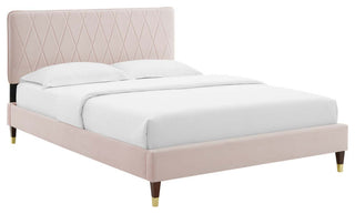 Phillipa Performance Velvet King Platform Bed - Pink