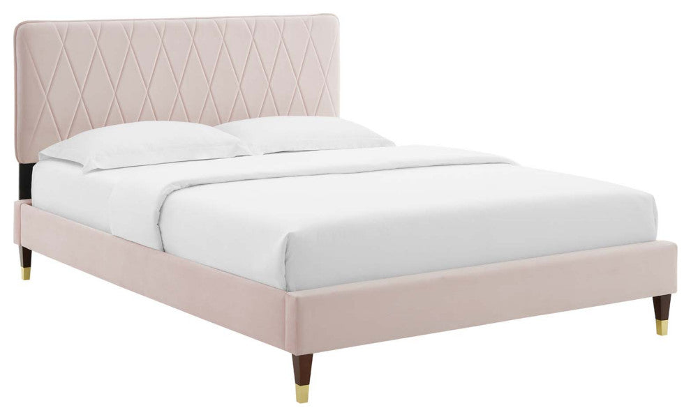 Phillipa Performance Velvet King Platform Bed - Pink