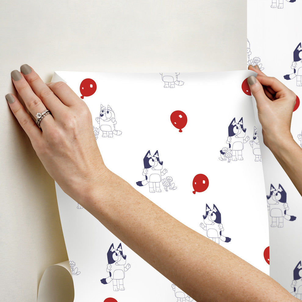 Bluey Keepy Uppy White Peel and Stick Wallpaper