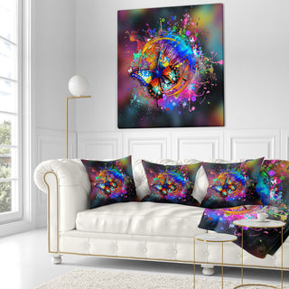 Butterfly Over Abstract Background Abstract Throw Pillow, 16"x16"