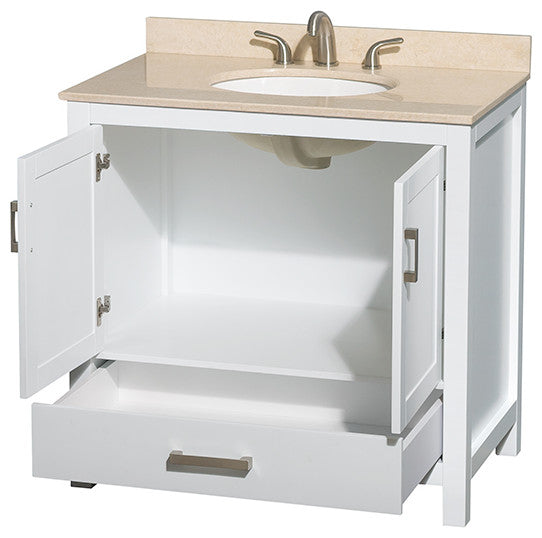 Wyndham WCS141436SWHIVUNOMXX 36 Inch Oval Sink Bath Vanity with Ivory Marble