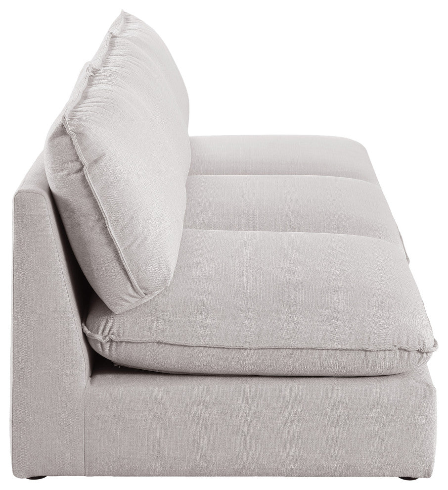 Mackenzie Linen Textured Fabric Upholstered 3-Piece Modular Sofa, Beige