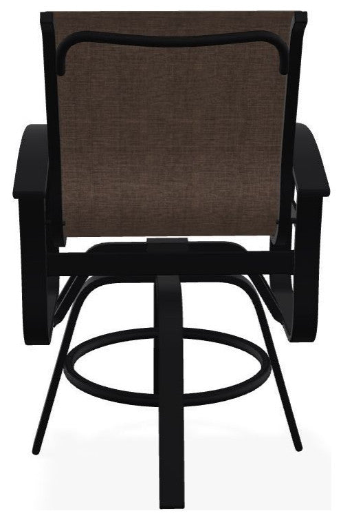 Belle Isle Sling Balcony Height Outdoor Swivel Chair, Mocha/Black