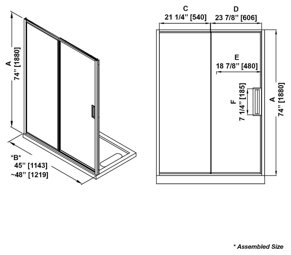 Stanford Sliding Fluted Alcove Shower Door, Brushed Gold, Clear Glass, 48"
