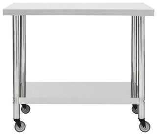 vidaXL Work Table Stainless Steel Table Hotel Prep Work Table with Wheels