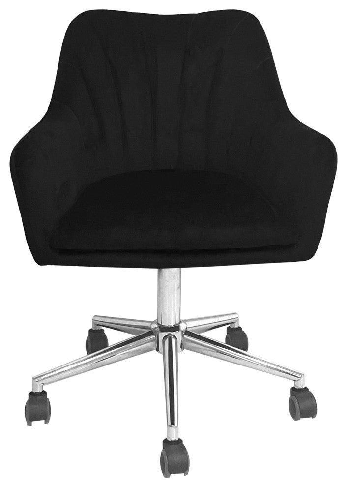Sadie Swivel Vanity Chair, Black Velvet