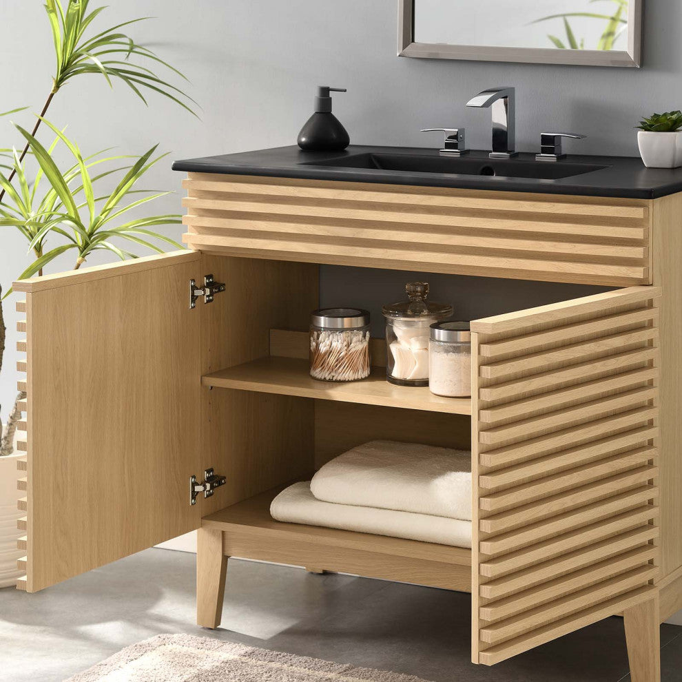 Render 36" Bathroom Vanity, Oak Black