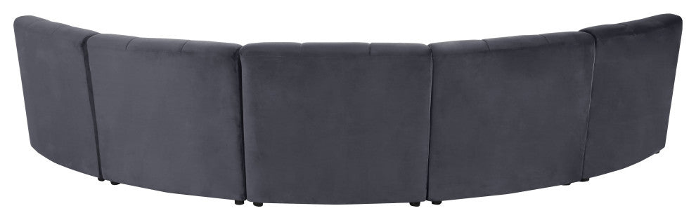 Limitless Velvet Upholstered 5-Piece Modular Sectional, Gray