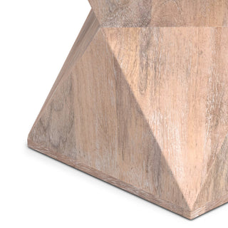 Sutton Solid Mango Wood Side Table, Cerused Natural