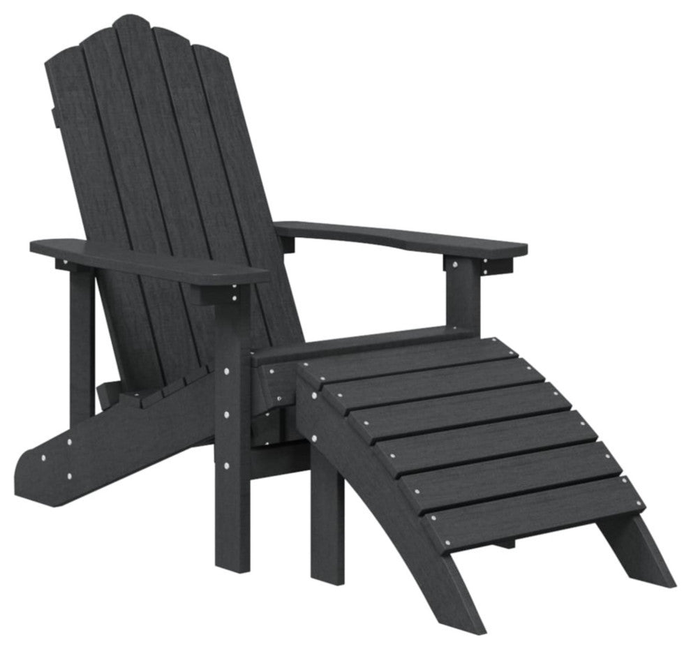 vidaxL Patio Adirondack Chair With Footstool HDPE Anthracite