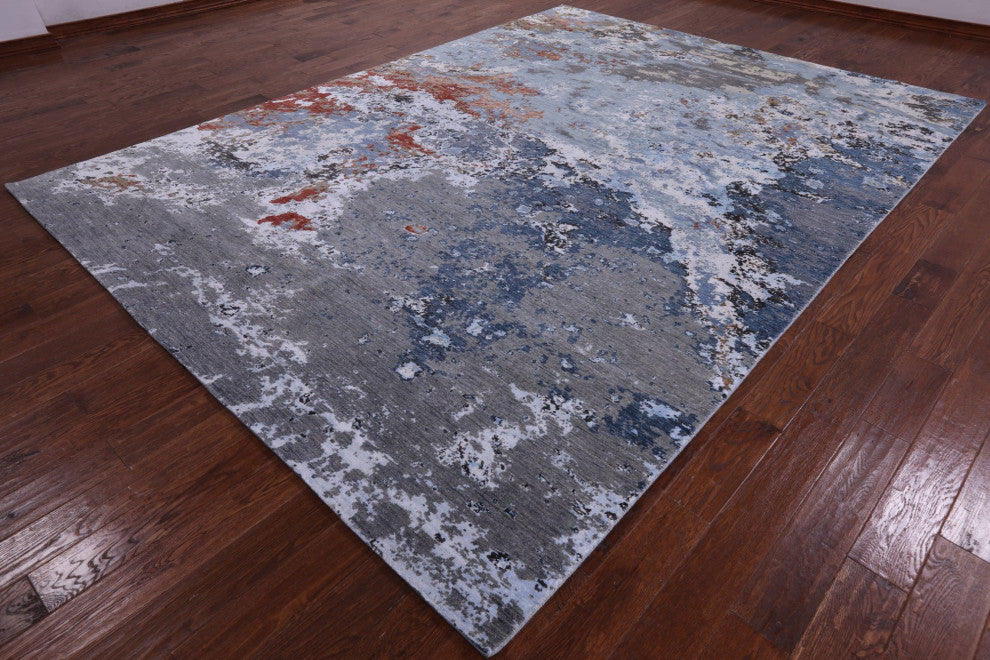 Modern Handmade Wool and Silk Rug 9' 0" X 12' 0" Q7198