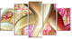 Golden Red Fractal Plant Stems, Contemporary Canvas Art Print, 60"x32", 5 Panels