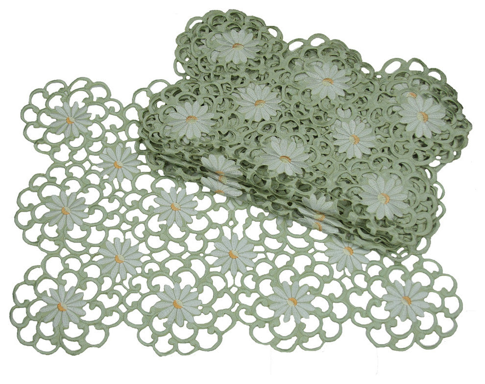 Daisy Splendor Set of 4 Placemat, 14"x20", Green
