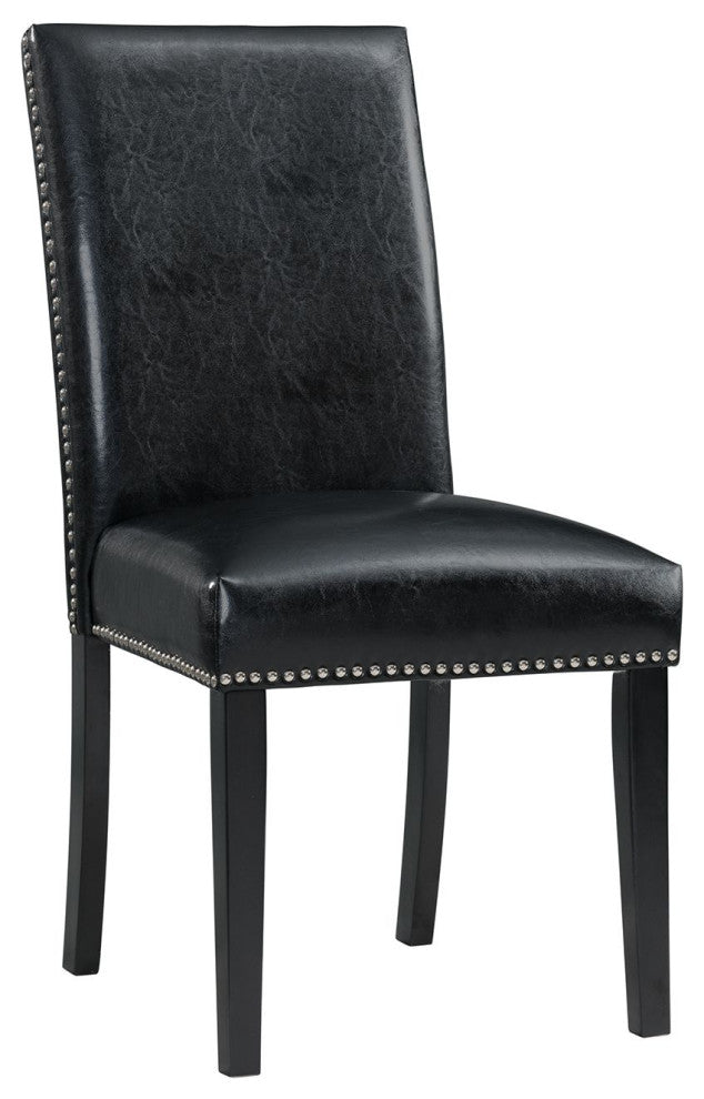 Pia Faux Leather Side Chair Set, Black