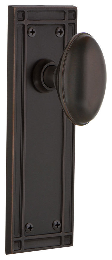 Mission Plate Privacy Homestead Knob, Timeless Bronze