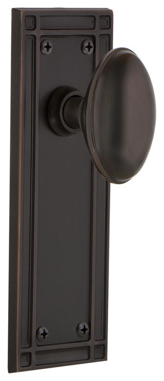 Mission Plate Privacy Homestead Knob, Timeless Bronze