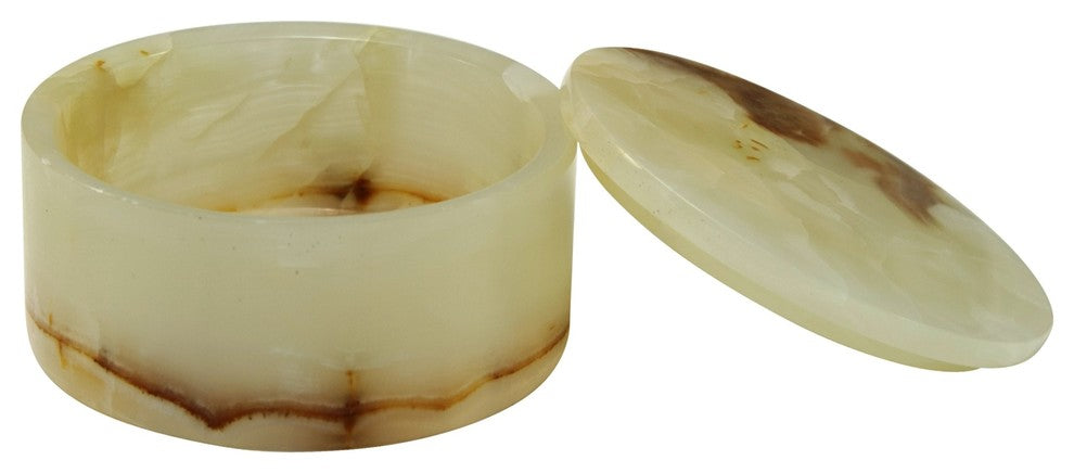 Eirenne Collection Light Green Onyx 5" Circular Keepsake Box