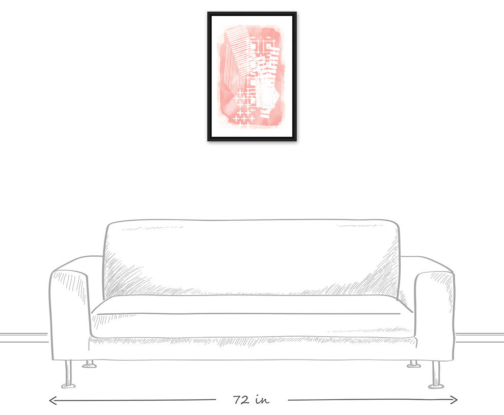 Blush Pink Scandinavian 16x24 Black Floating Framed Canvas