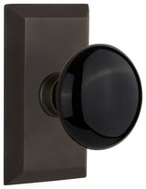Single Studio Plate With Black Porcelain Knob, Oil-Rubbed Bronze