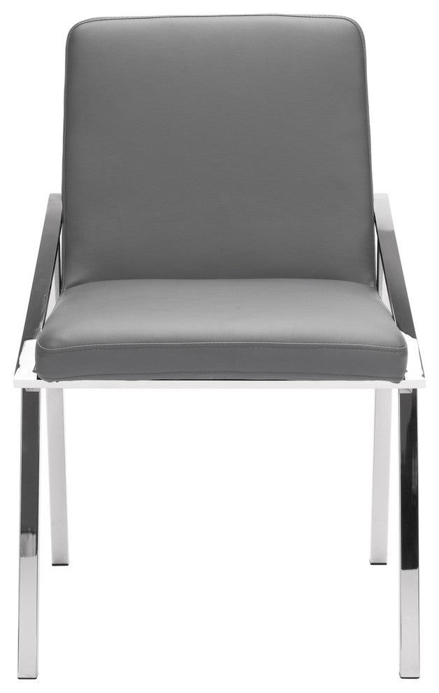 Nika Dining Chair, Seat: Gray, Base: Polished Stainless