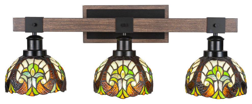 Tacoma 3-Light Bath Bar, Ivory Cypress Art