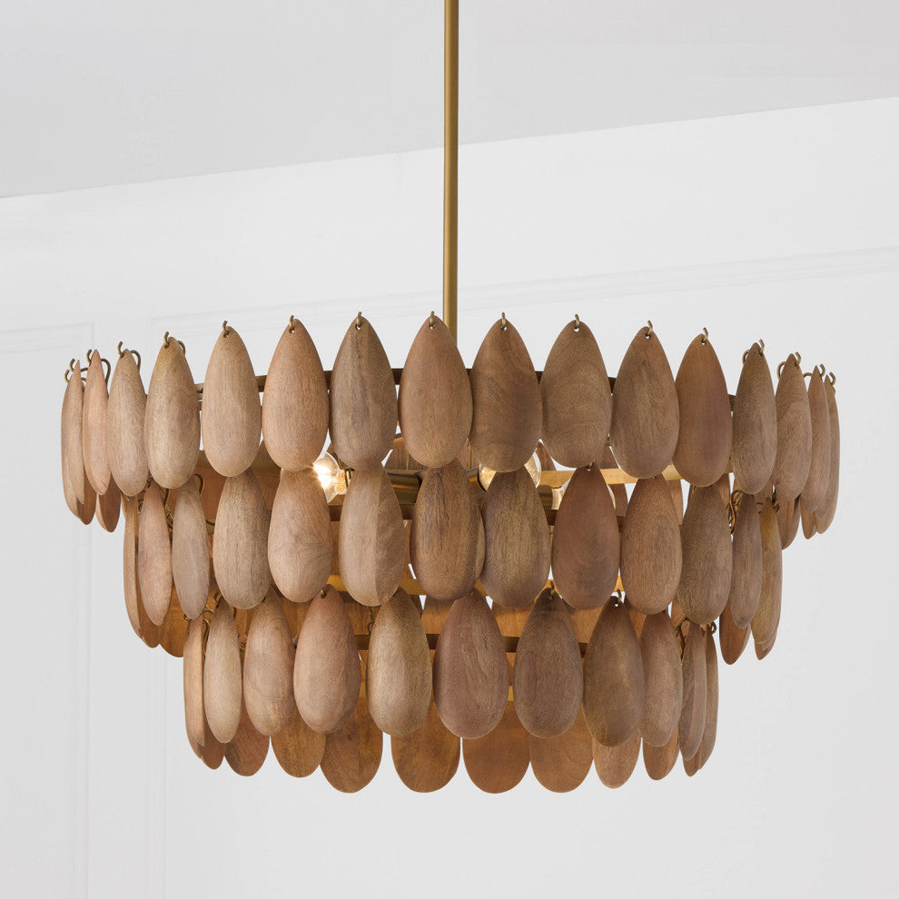 Capital Lighting 354441 Ravi 4 Light 25"W Chandelier - Light Wood / Patinaed