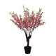 43.5" Potted Pink Green and Brown Peach Floral Blossom Tree