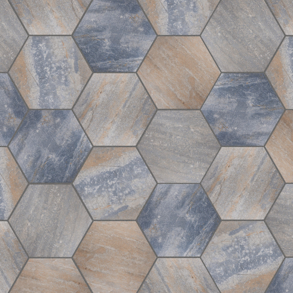 Pompeya Grand Hex Porcelain Floor and Wall Tile Sample, Beige