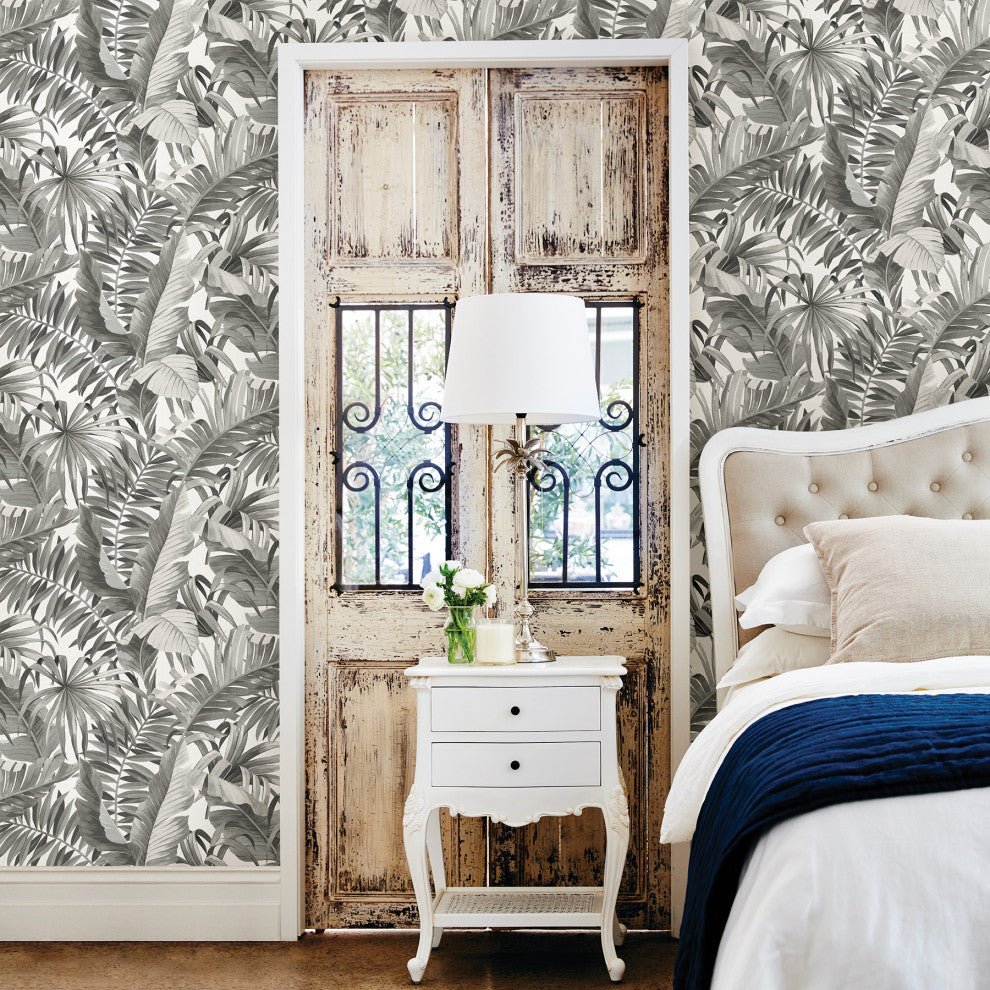 Alfresco Black Palm Leaf Wallpaper Bolt