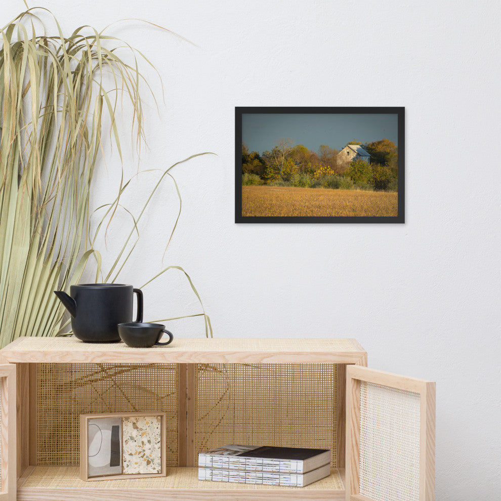 Abandoned Barn In The Trees Framed Photo Paper Wall Art Prints, Black, 12" X 18"