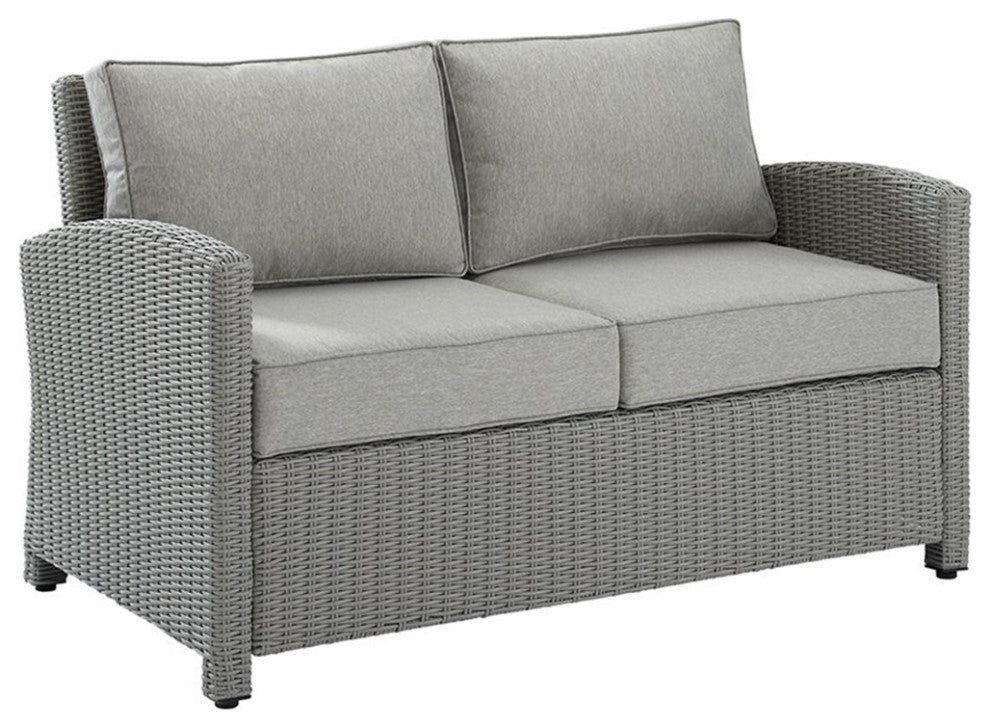Crosley Bradenton Wicker Patio Loveseat in Gray