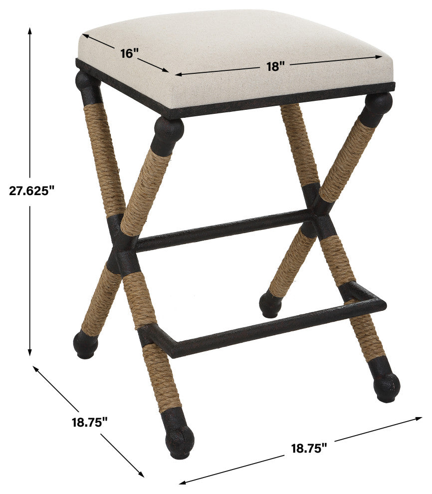 Uttermost Firth 19 x 28" Rustic Oatmeal Counter Stool