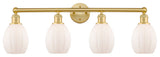 Eaton 4-Light 33" Bath Vanity Light, Satin Gold Finish, Matte White Shade