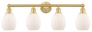 Eaton 4-Light 33" Bath Vanity Light, Satin Gold Finish, Matte White Shade