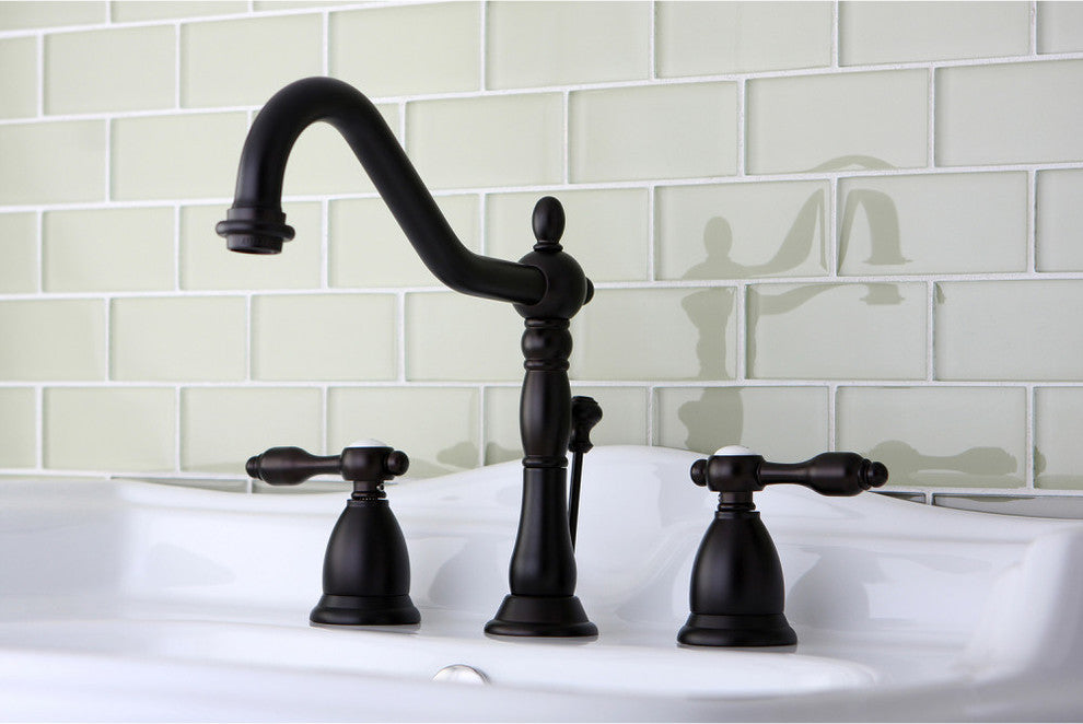 Kingston Brass Widespread Bathroom Faucet With Brass Pop-Up, Oil Rubbed Bronze