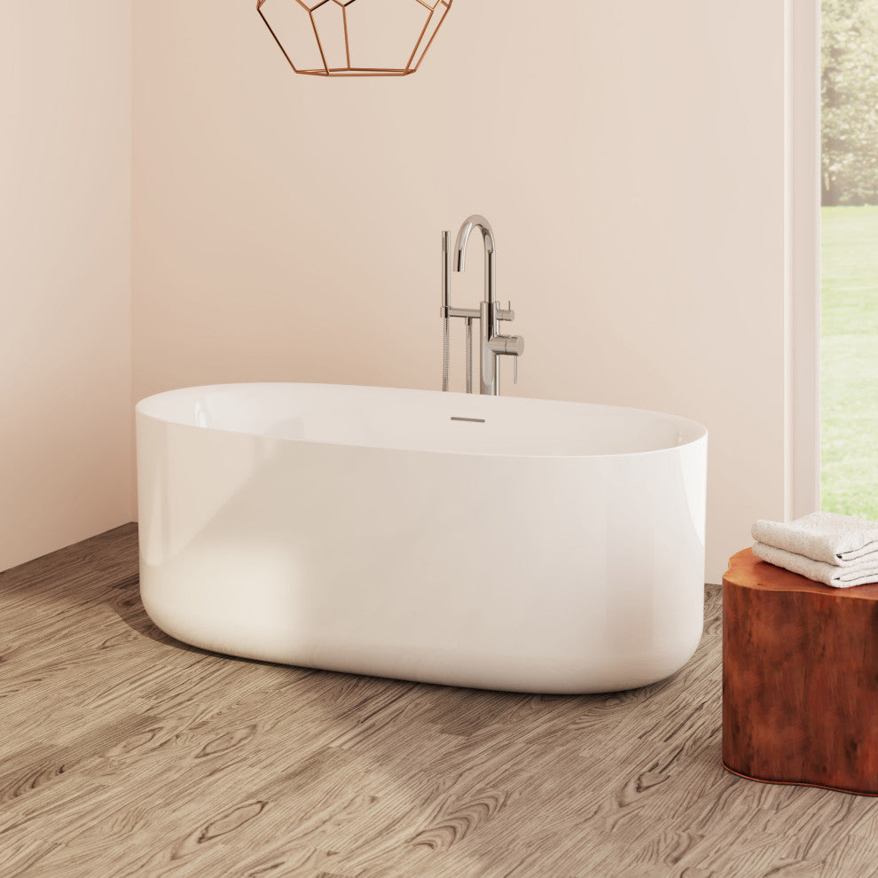 Perlato Spessa 59" Freestanding Soaking Tub, White