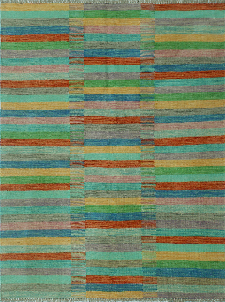 Winchester Kilim Aijaz Blue/Rust Rug, 5'0x6'7