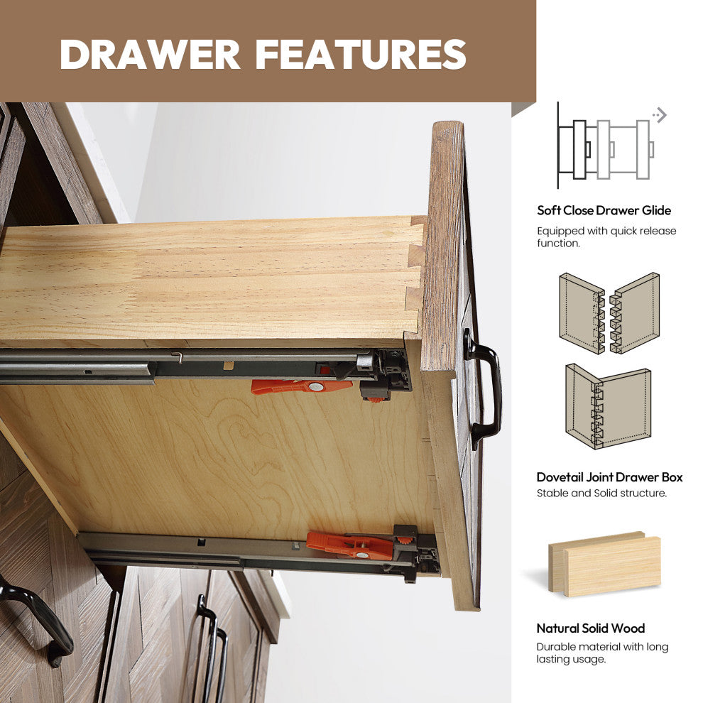 Javier Bath Vanity, Composite Stone Top, Antique Gray, 48", Single Vanity, No Mirror